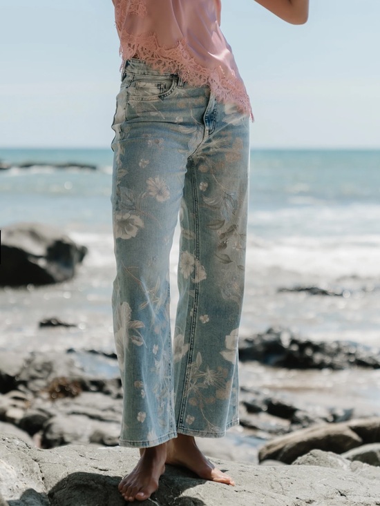 Vervet Denim - VERVET High Rise Vintage Flair Jeans with Floral designs NWT
